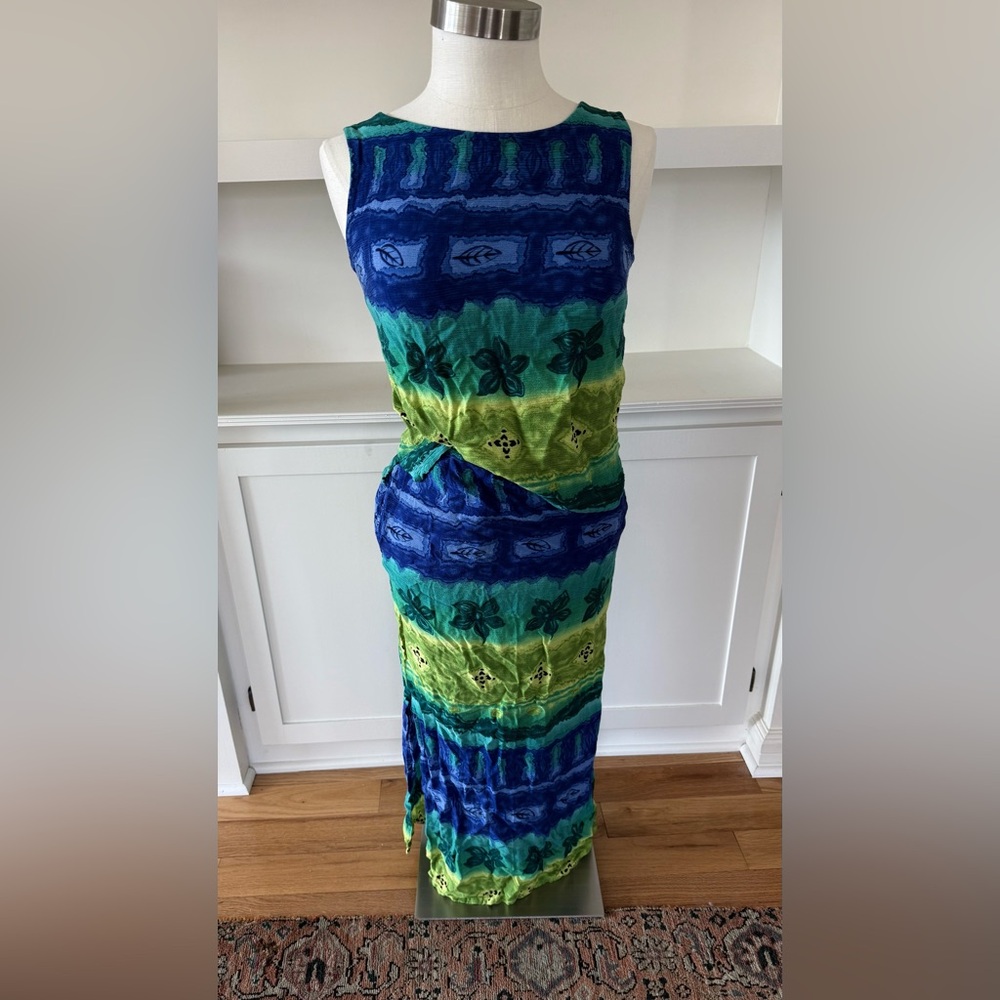 Vintage Sleeveless Blue & Green 2 piece set